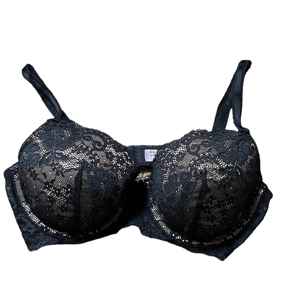Victoria’s Secret Angels Push Up Lace Black & Tan Bra. Wired. Sz 34D. EUC